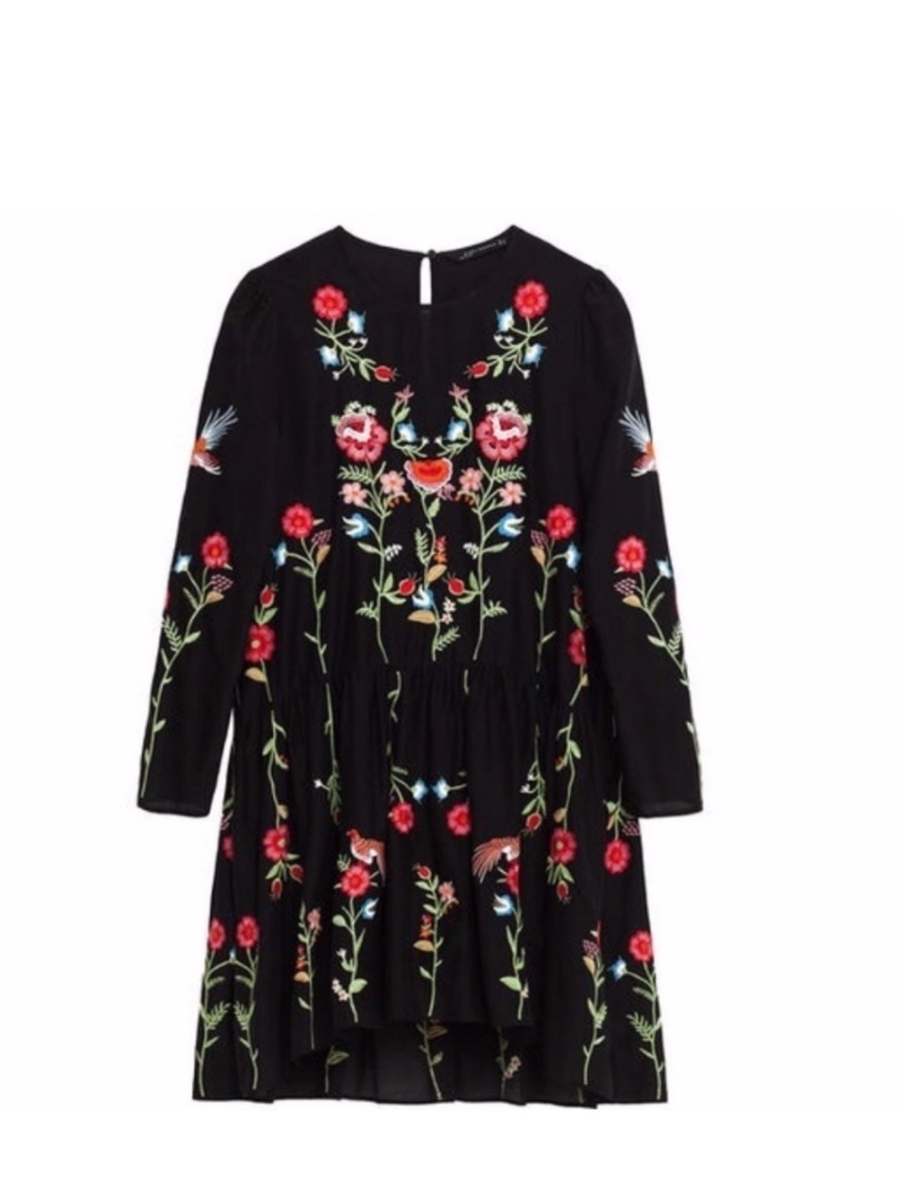ZARA black floral embroidered dress